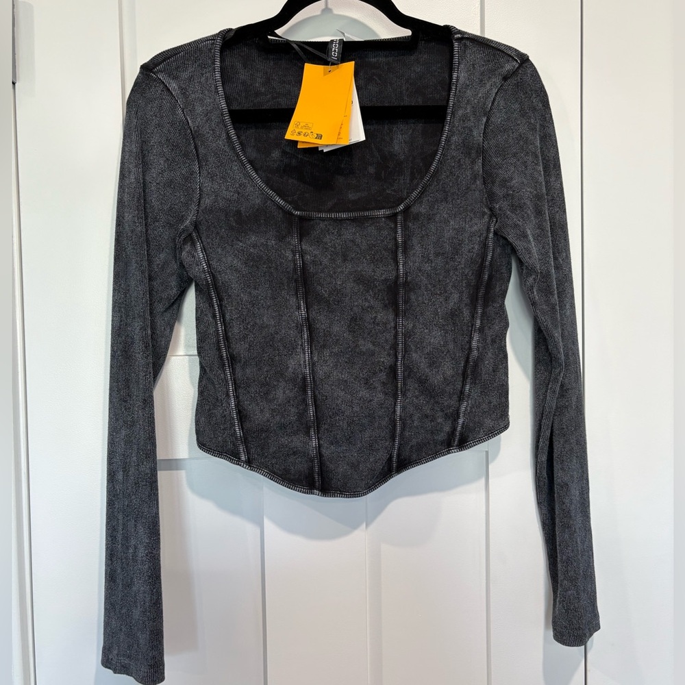 Faux-Corset Long Sleeve Top